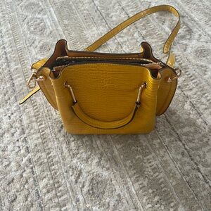 Sondra Roberts Mustard Crocodile-Embossed Mini Bag